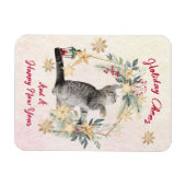 Custom Script Cat Waterverf Nieuwjaar Kerst Magneet (Horizontaal)