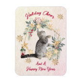 Custom Script Cat Waterverf Nieuwjaar Kerst Magneet (Verticaal)