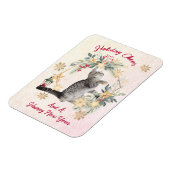 Custom Script Cat Waterverf Nieuwjaar Kerst Magneet (Linkerzijde)