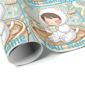 Custom Script Cat Wrapping Paper for Book Gifts Cadeaupapier (Rol Hoek)