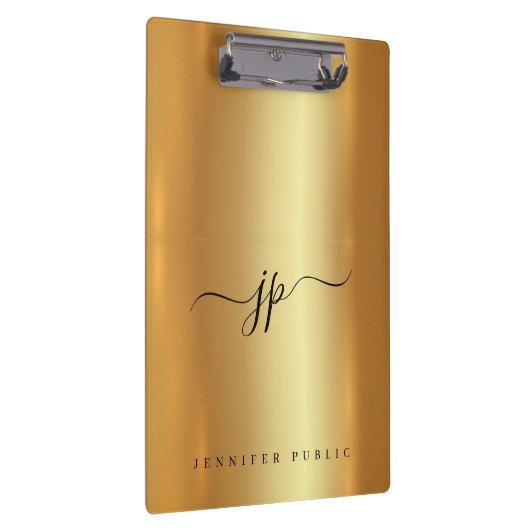 Custom Script Elegant Text Monogram Luxury Gold Klembord (Rechts)