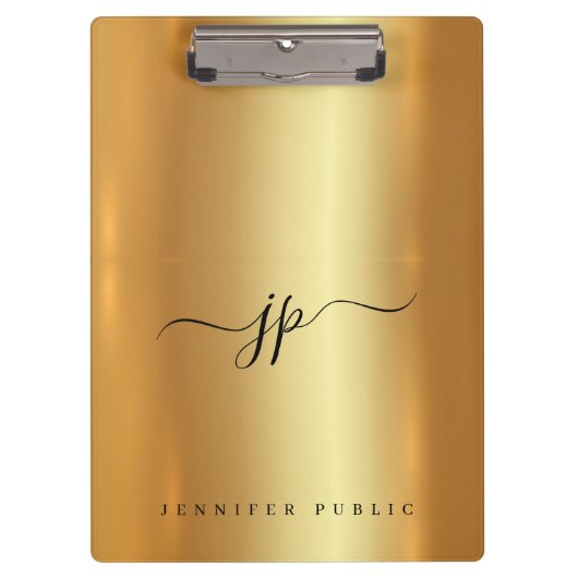 Custom Script Elegant Text Monogram Luxury Gold Klembord (Voorkant)