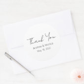 Custom Script Elegant Wedding Dank u Tin Box Ronde Sticker (Envelop)