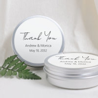 Custom Script Elegant Wedding Dank u Tin Box