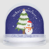 Custom Script Family Name Cute Snowman Christmas  Sneeuwbol (Voorkant)