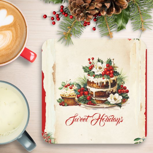  Custom Script Groen Rood Foliage Kerst Kartonnen Onderzetters