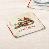  Custom Script Groen Rood Foliage Kerst Kartonnen Onderzetters (Schuin)