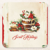  Custom Script Groen Rood Foliage Kerst Kartonnen Onderzetters (Voorkant)