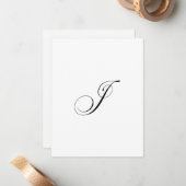 Custom Script Monogram "J" Notitiekaartje (Voorkant / Achterkant in situ)
