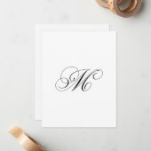 Custom Script Monogram "M" Notitiekaartje (Voorkant / Achterkant in situ)