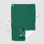 Custom Script Name Golf Clubs Navy Blue Golf Golfhanddoek (Insitu)