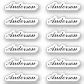 Custom Script Name Stickers One Dozen Per Sheet (Voorkant)