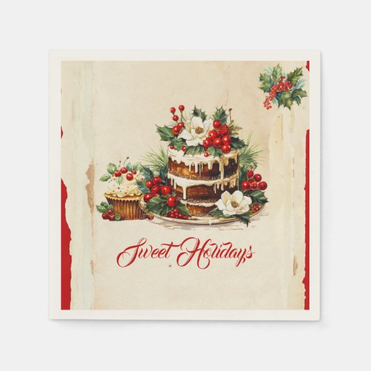  Custom Script Rustic Foliage Red Christmas Servet (Voorkant)