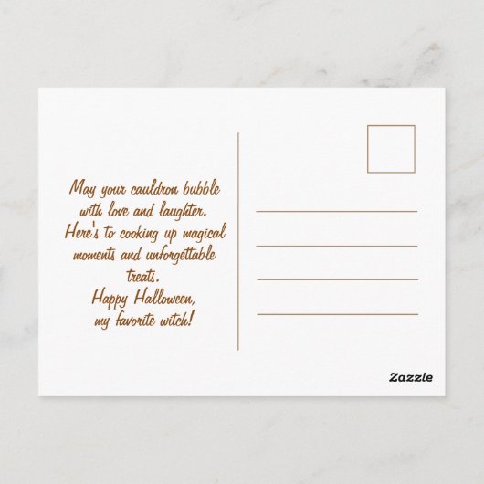 Custom Script  Zwart Sinaasappel Halloween Witch Briefkaart (Achterkant)