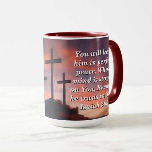 Custom Scripture Faith Coffee Mug Isaiah 26:3 Mok (Voorkant rechts)