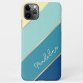 Custom Seafoam Blue Blauwgroen Aqua Turquoise Stri iPhone Hoesje (Achterkant)