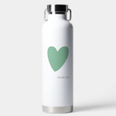 Custom Seafoam Mint Groene Witte Hart Water Fles (Voorkant)
