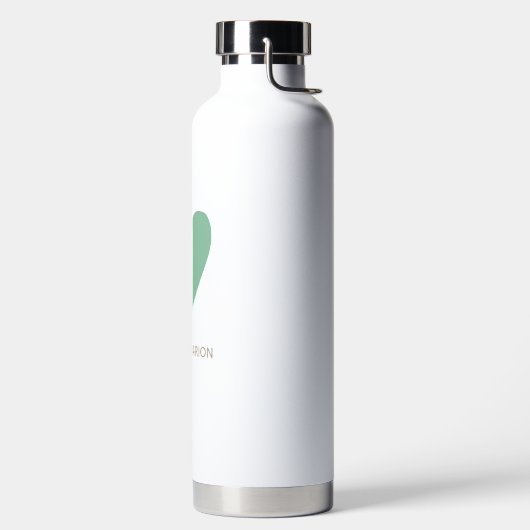 Custom Seafoam Mint Groene Witte Hart Water Fles (Links)