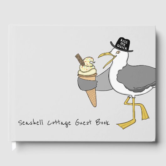 Custom Seagull Illustration Holiday Home Gastenboek (Voorkant)