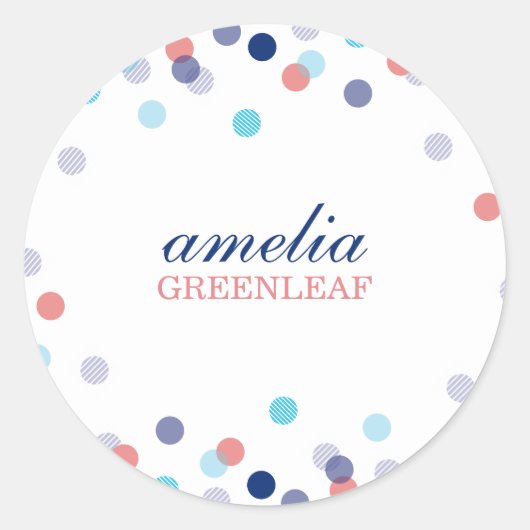 CUSTOM SEAL schattig confetti dot patroon koraal b Ronde Sticker (Voorkant)