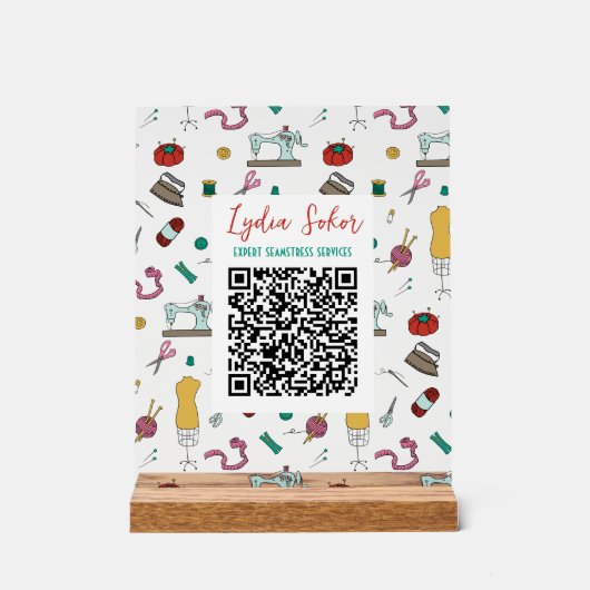 Custom Seamstress Tools QR Code Business Sign Acryl Bord (Voorkant)