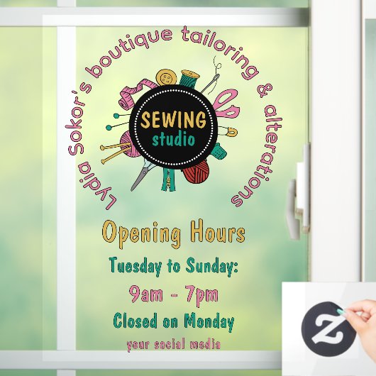 Custom Seamstress Tools QR Code Window Cling Raamsticker (Huis)