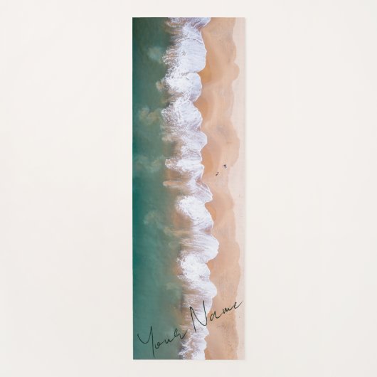 Custom Seashore Beach Calming Sunrise met naam Yogamat (Voorkant)