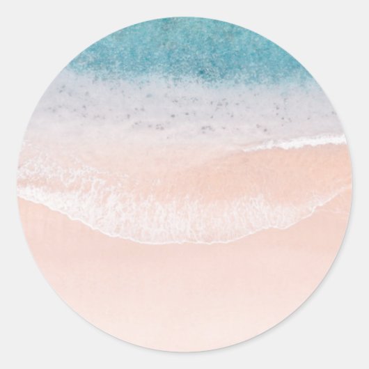 Custom Seaside Beach Sand Blue Zee Blank Sjabloon Ronde Sticker (Voorkant)