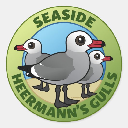 CUSTOM Seaside Heermanns Gulls Ronde Sticker (Voorkant)