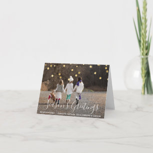 Custom SEASON'S GROETJES Gouden confetti FOTO Feestdagen Kaart