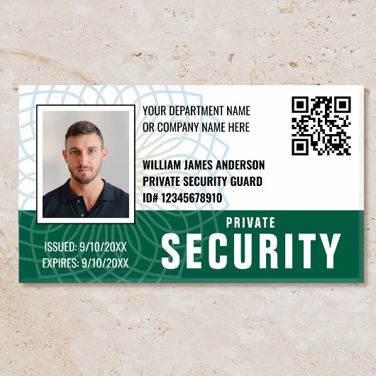 Custom Security Guard ID Foto Groene Label Badge