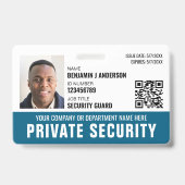 Custom Security Guard ID Foto Logo Naam Blauwgroen Badge (Voorzijde)