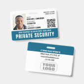 Custom Security Guard ID Foto Logo Naam Blauwgroen Badge (Voor- en achterkant)