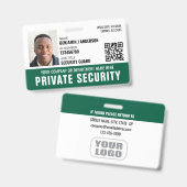 Custom Security Guard ID Foto Logo Naam Groen Badge (Voor- en achterkant)