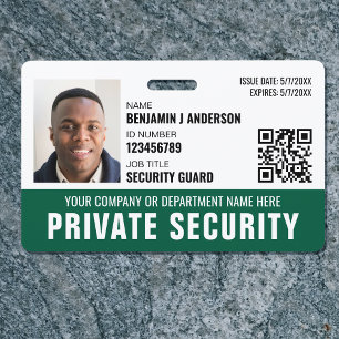 Custom Security Guard ID Foto Logo Naam Groen Badge