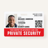 Custom Security Guard ID Foto Logo Naam Rood Badge (Voorkant)