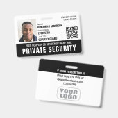 Custom Security Guard ID Foto Logo Naam Zwart Badge (Front & Back)