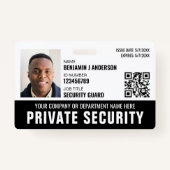 Custom Security Guard ID Foto Logo Naam Zwart Badge (Voorkant)