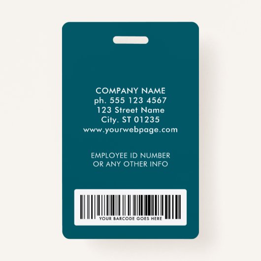 Custom Security Logo Foto Barcode Medewerker Badge (Achterkant)