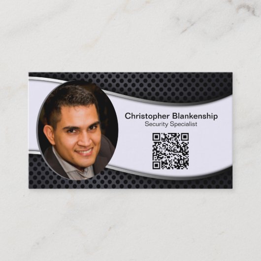 Custom Security Professional Photo QR Code Visitekaartje (Voorkant)