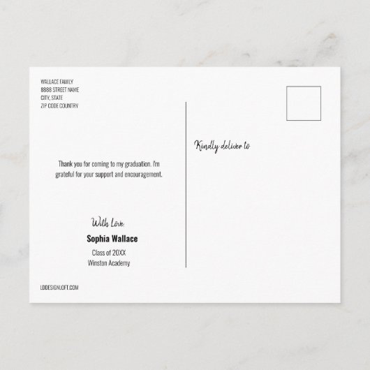 Custom Senior Afstuderen Foto Dank u Aankondigingskaart (Achterkant)