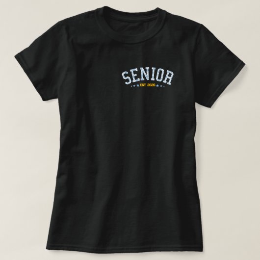 Custom Senior Class Of 2026 Graduation Blue Floral T-shirt (Design voorkant)