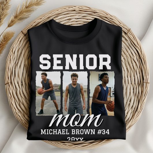 Custom Senior Mom Graduation Photo & Name T-shirt