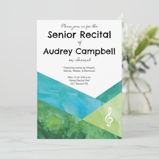 Custom Senior Overweging Muziek Thema Uitnodiging (Staand voorkant)