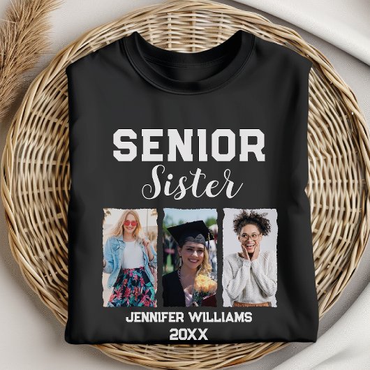 Custom Senior Sister Afstuderen Foto & Naam T-shirt