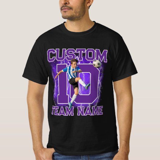 Custom senior soccer player, team name & number  t-shirt (Voorkant)