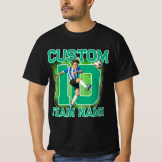 Custom senior soccer player, team name & number  t-shirt