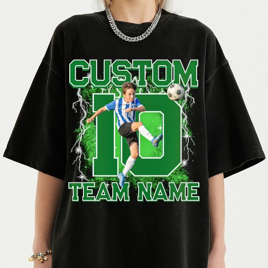 Custom senior soccer player, team name & number  t-shirt