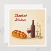 Custom Shabbat Shalom Square Card with Family Name Feestdagenkaart (Voorkant / Achterkant)
