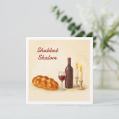 Custom Shabbat Shalom Square Card with Family Name Feestdagenkaart (Staand voorkant)